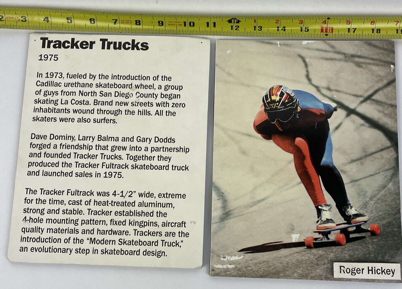Huge lot of vintage Tracker Trucks trade show display advert proofs and skateboarding memorabilia.