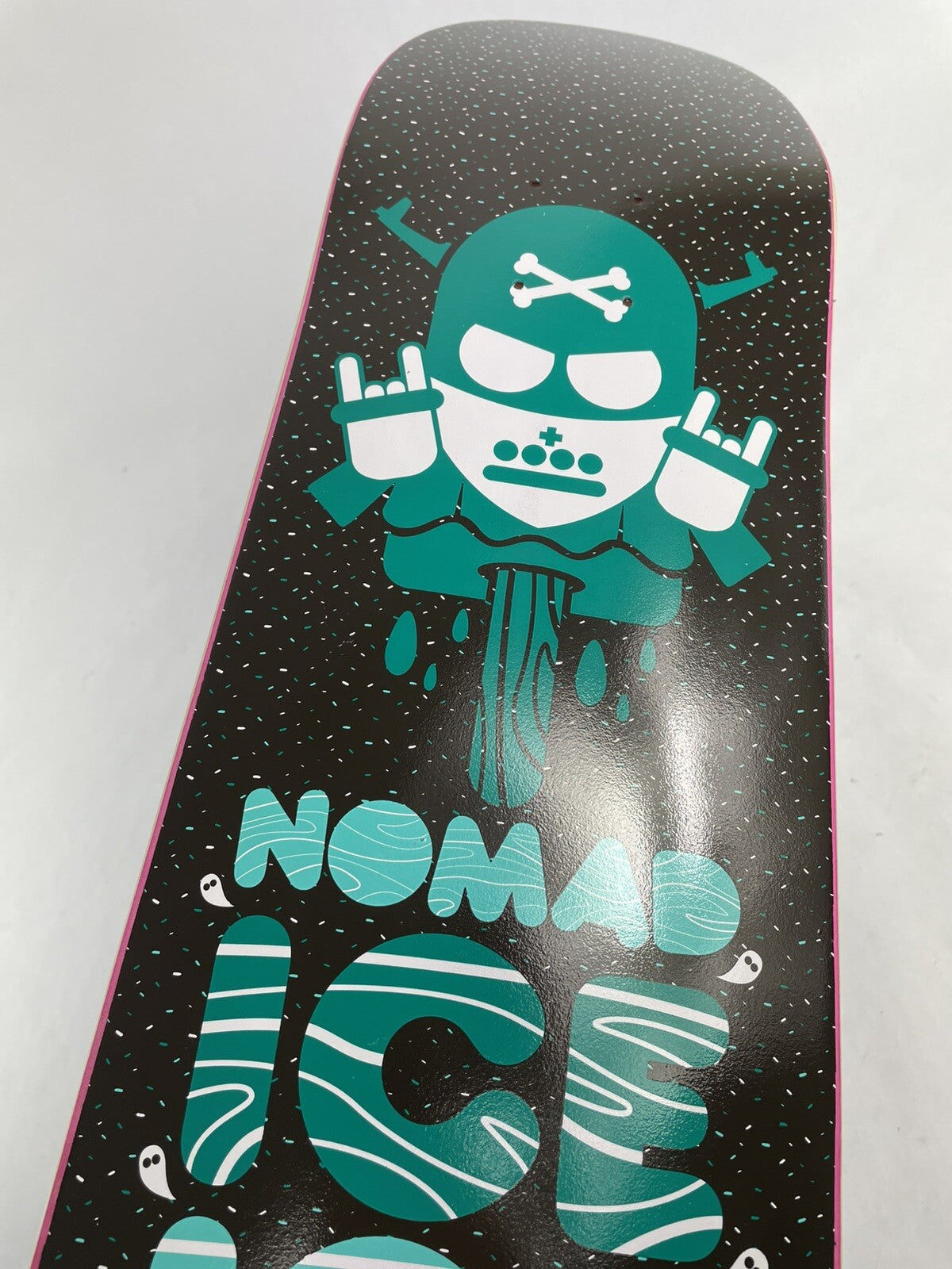 Nomad ICE ICE BABY Green 8-inch hard rock maple skateboard deck with grip tape.