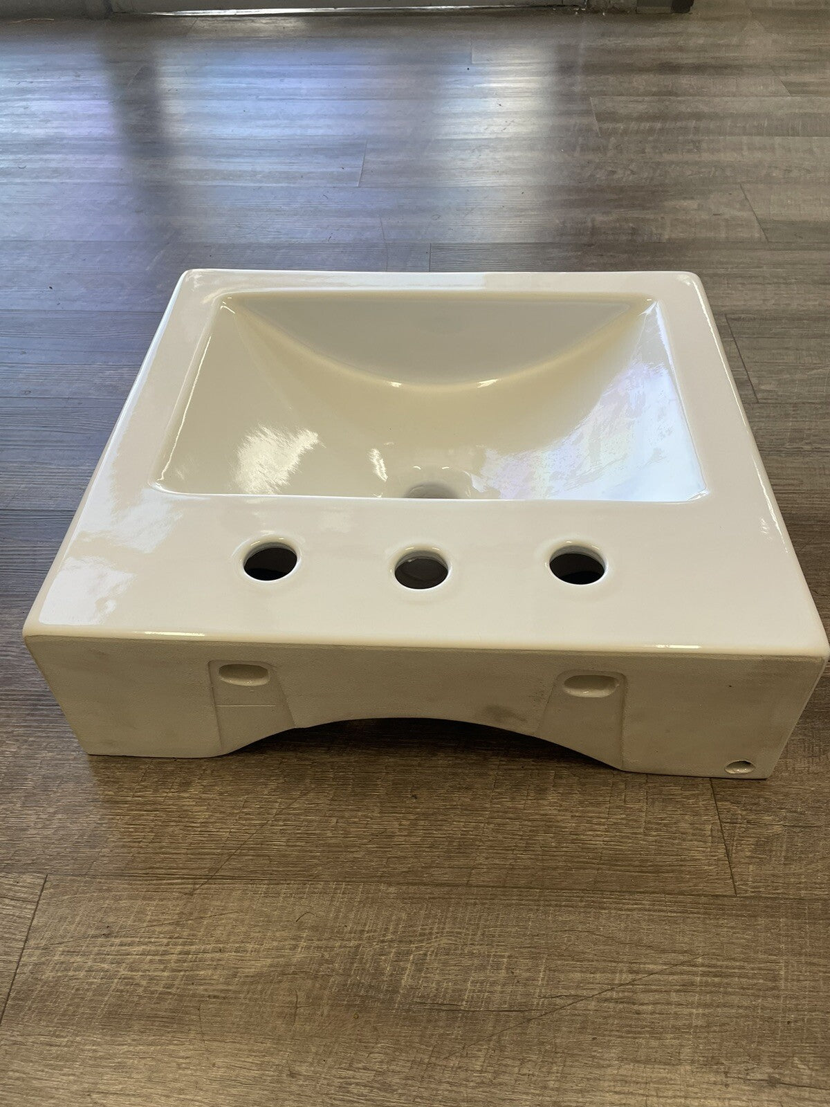 Scarabeo Bathroom Square White Ceramic Wall Mounted or Vessel Sink 8025/B