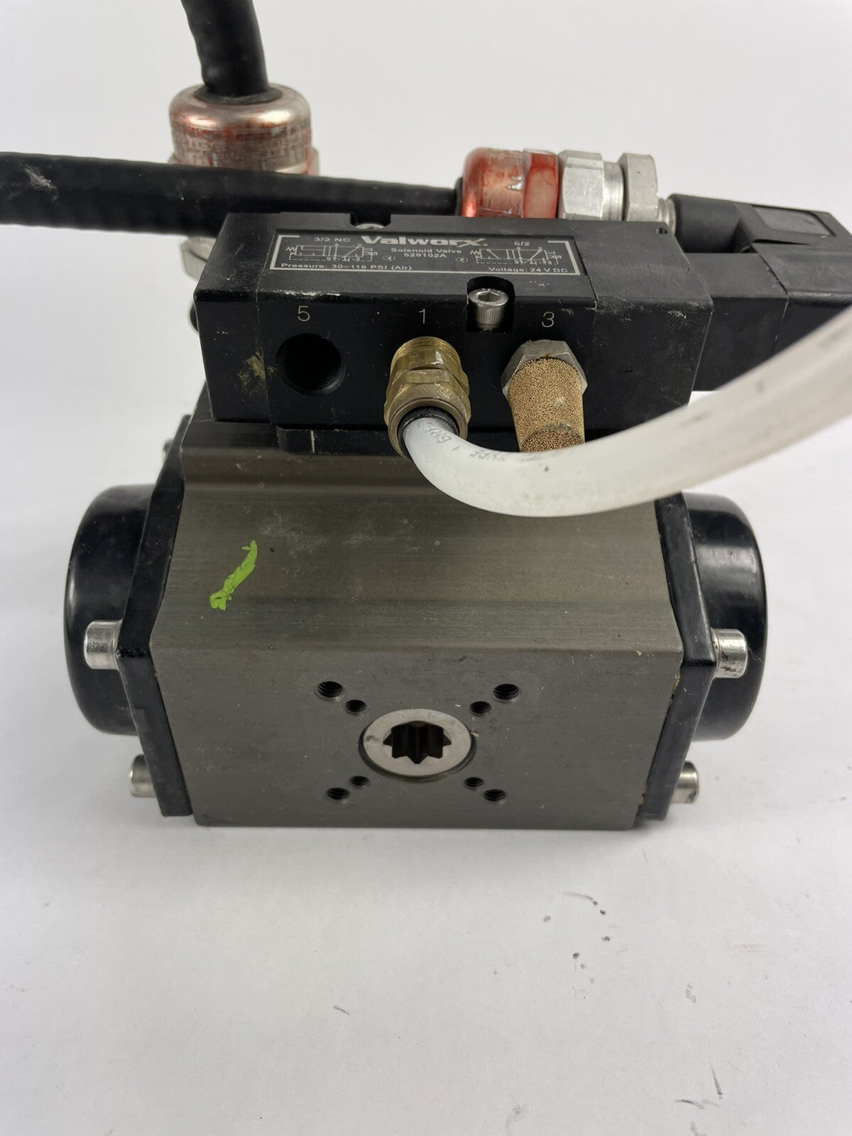 Valworx SR63 spring return pneumatic air actuator with solenoid and limit switch