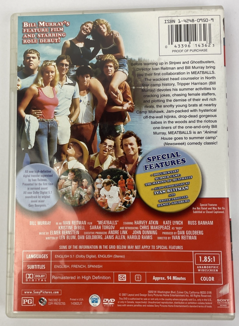Meatballs DVD classic 1979 summer camp comedy movie Bill Murray Special Edition!