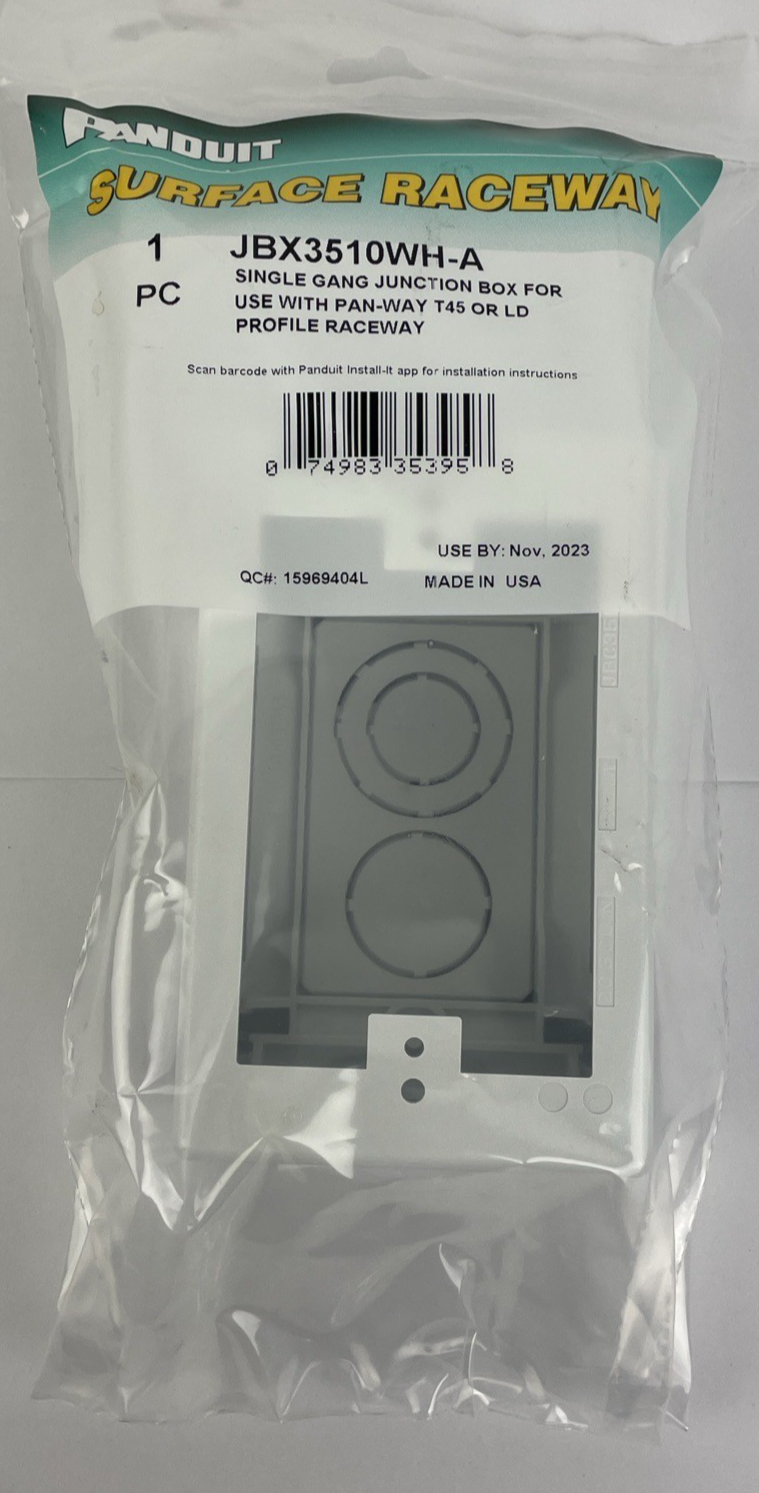 PANDUIT Surface Raceway JBX3510WH-A Single Gang Junction Box - White - USA MADE