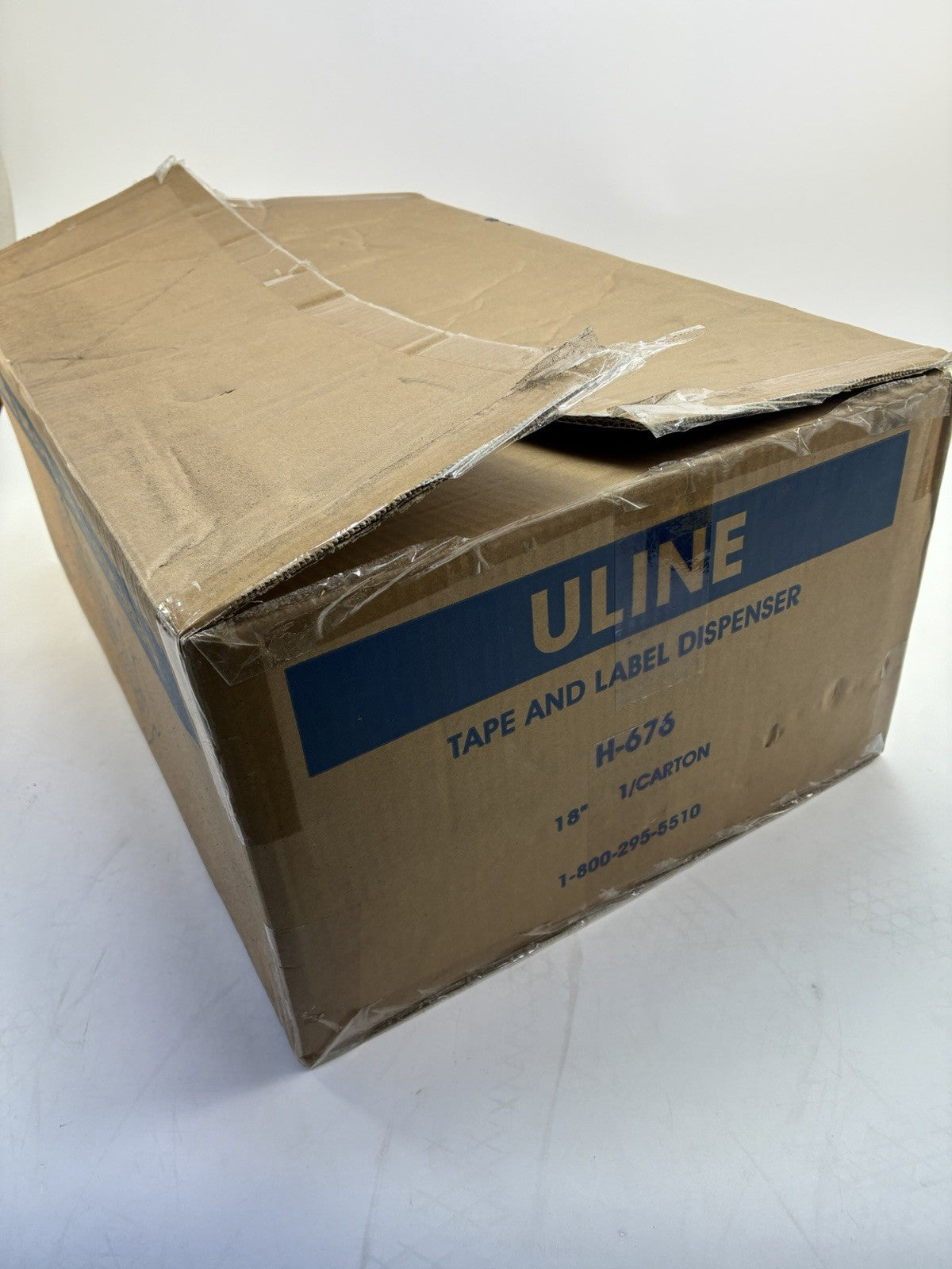 ULINE H-676 18" Tape & Label Dispenser Adjustable Roll Dividers NEW Open Box