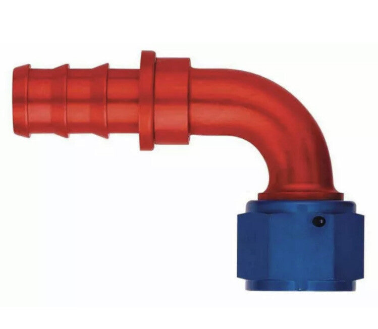 Aeroquip Blue/Red Fitting Hose End Socketless 90D 6AN Barb 6AN Female Al FCM1532