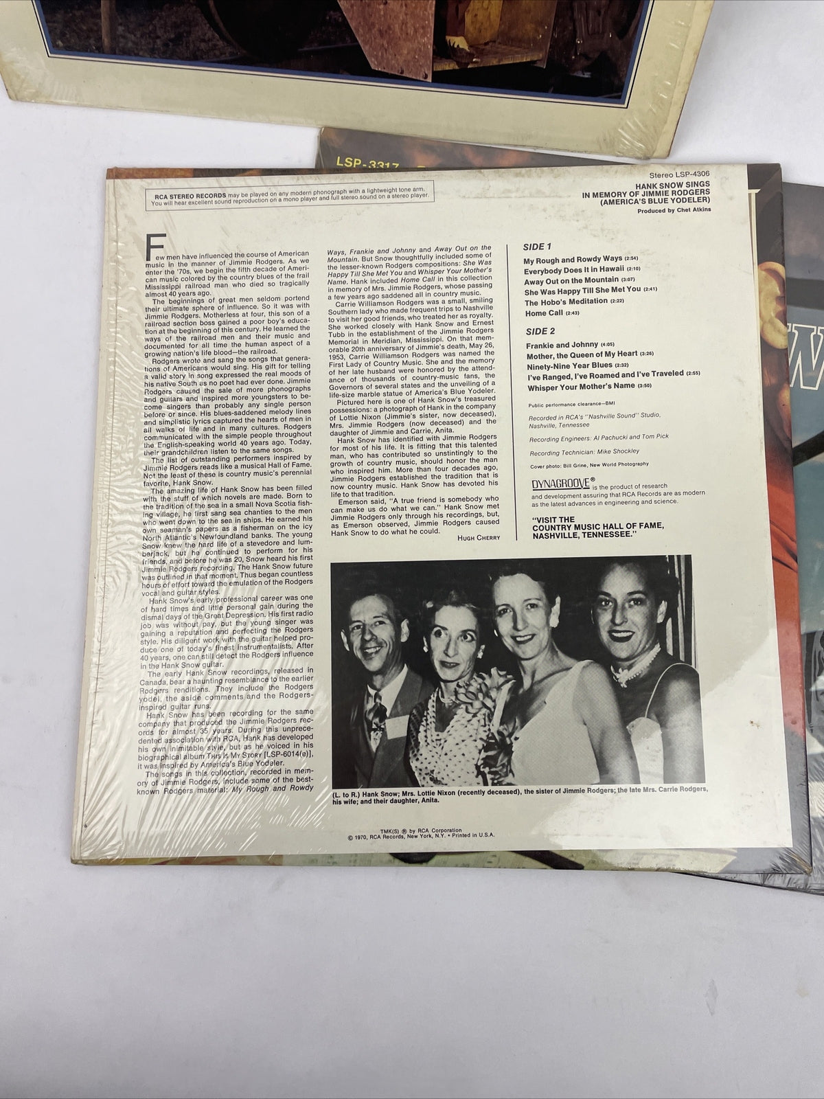 3 x HANK SNOW - Tracks & Trains - In Memory of Jimmy Rodgers + LP Vinyl Record