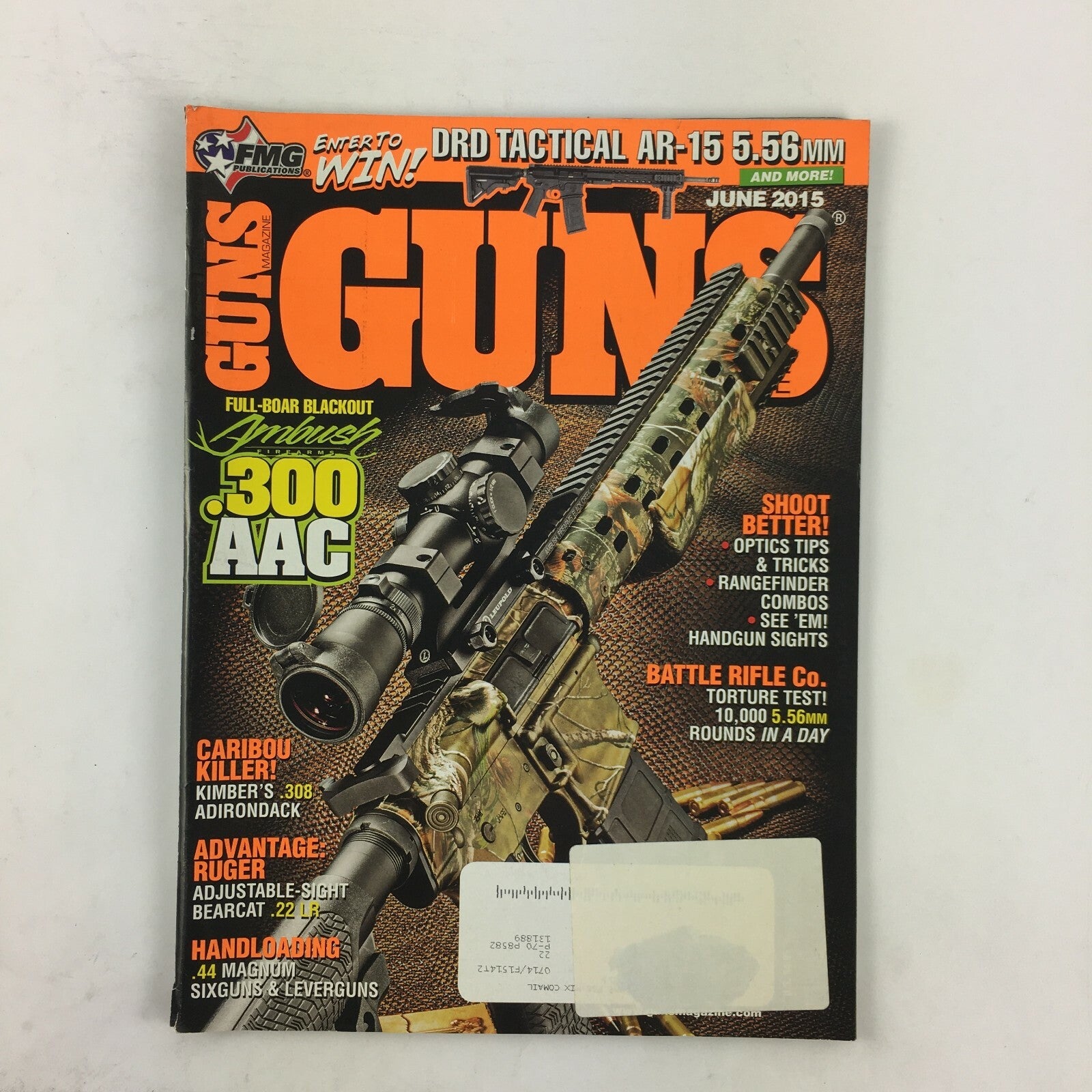 June 2015 Guns Magazine .300 AAC Caribou Killer Bearcat .22 LR .44 Magnum .308