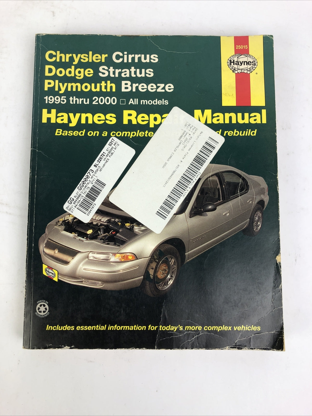 Haynes Chrysler Cirrus Dodge Stratus Plymouth Breeze Repair Manual '95 To 2000