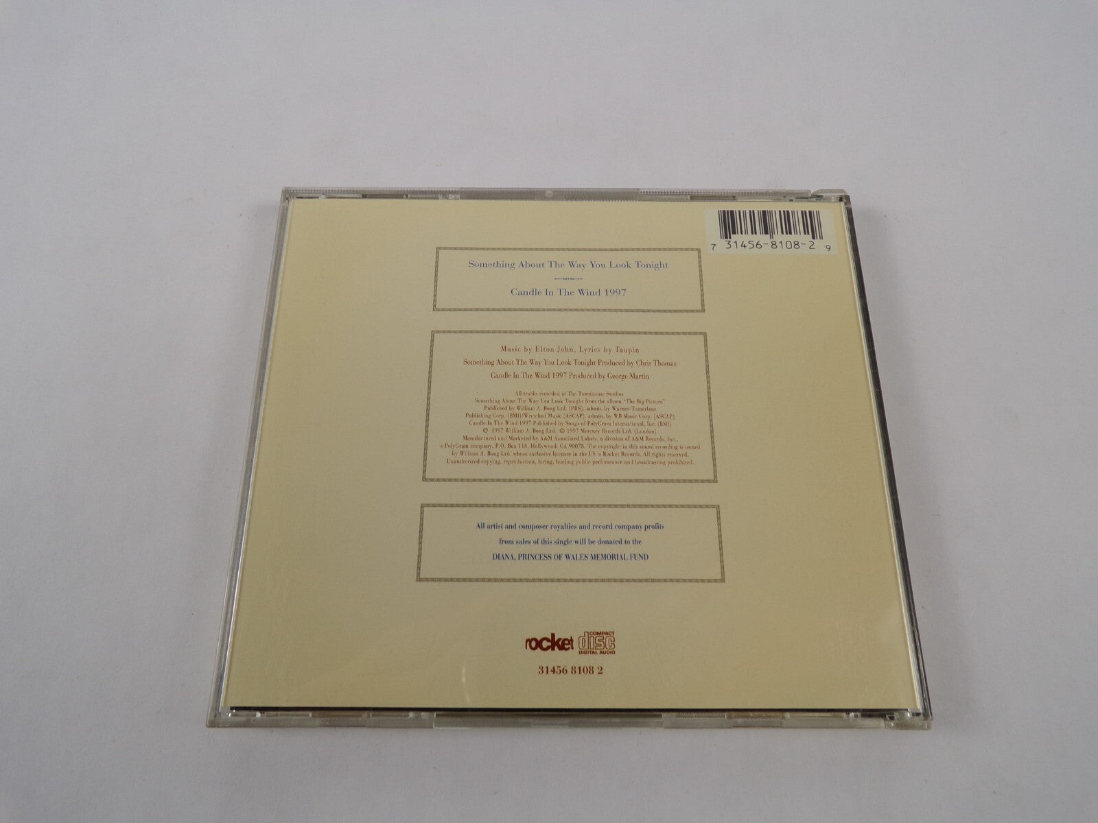 Elton John Something About The Way You Look Tonight Candle In The Wind In CD#59