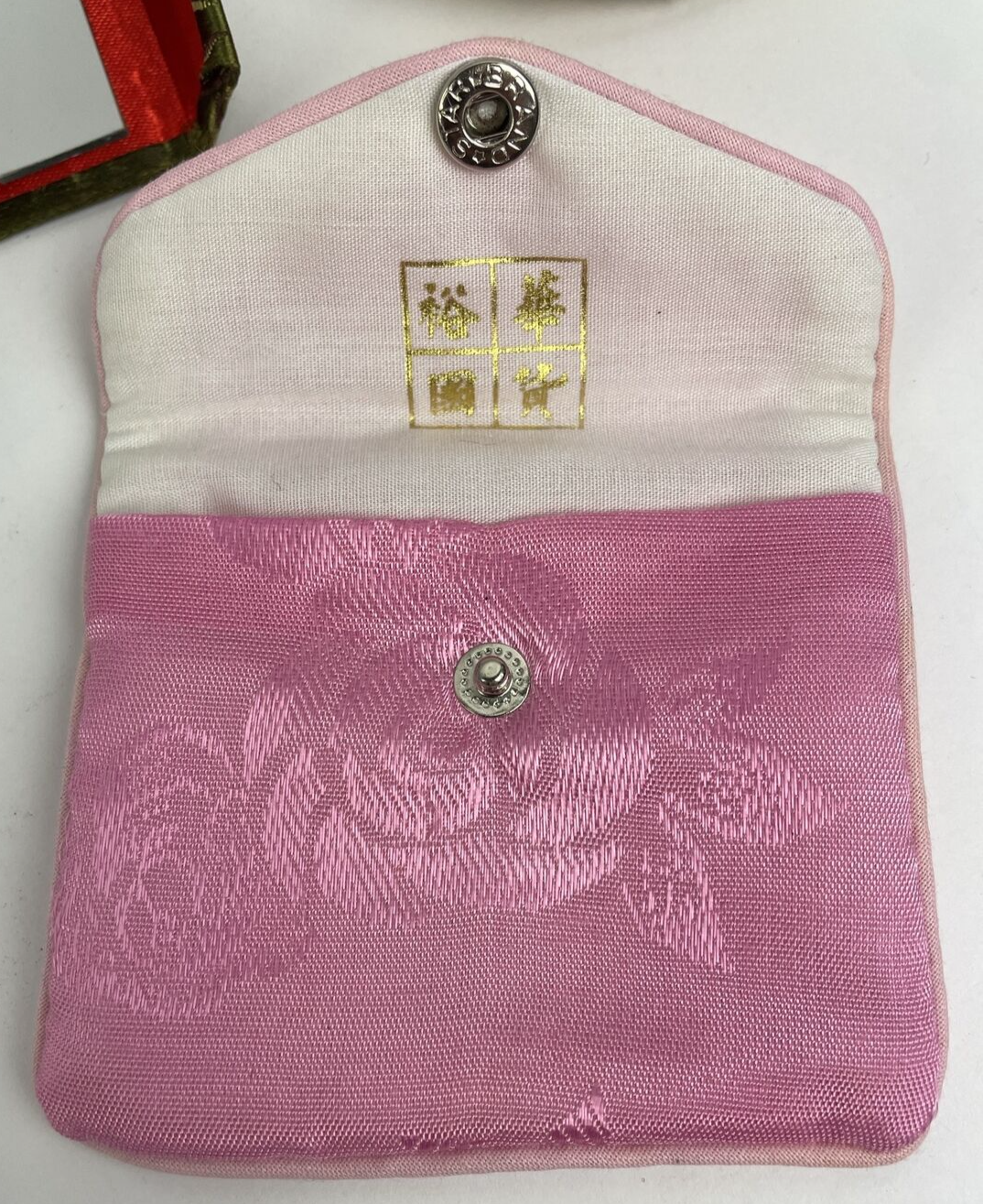 Chinese Silk Coin Purse And Silk Lipstick Holder with Mirror & Pouch VGC LOOK