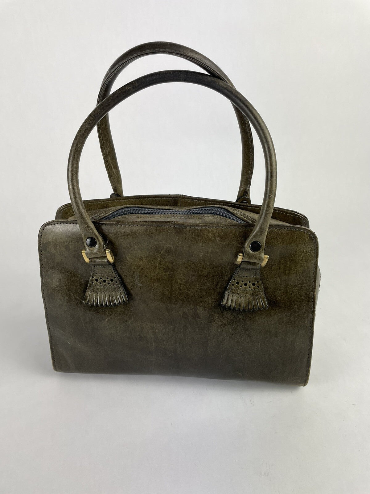 Perry Ellis Portfolio Designer Olive Leather Purse Handbag