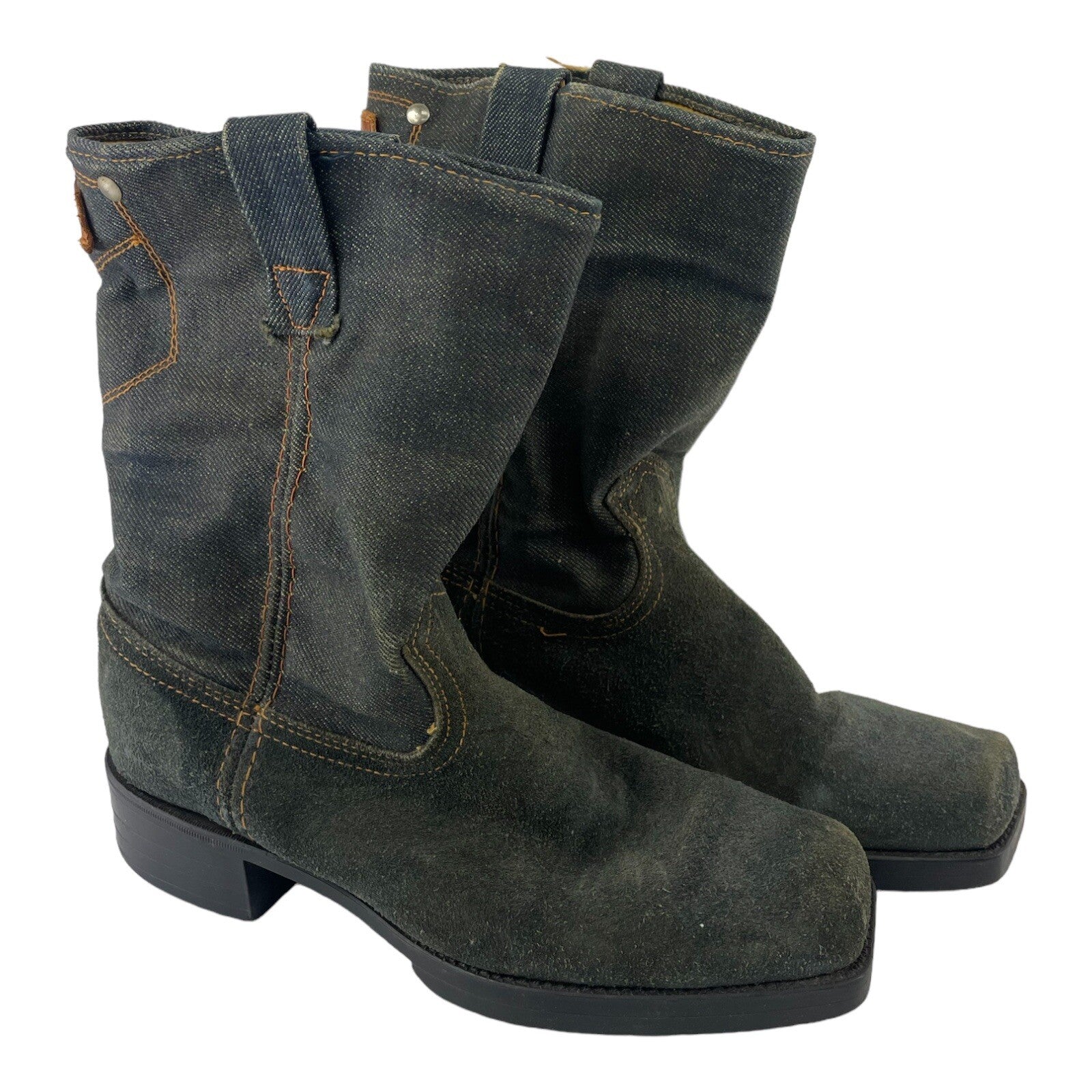 DINGO vintage blue deim and suede western boots 5.5 D USA women