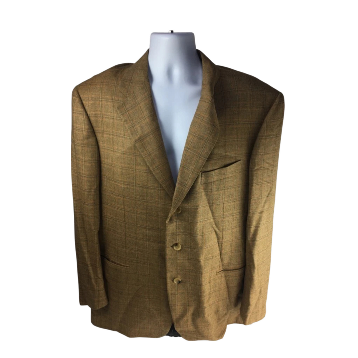 Pal Zileri Mens Suit Jacket Brown Plaid Notch Lapel Lined Virgin Wool Blazer 56