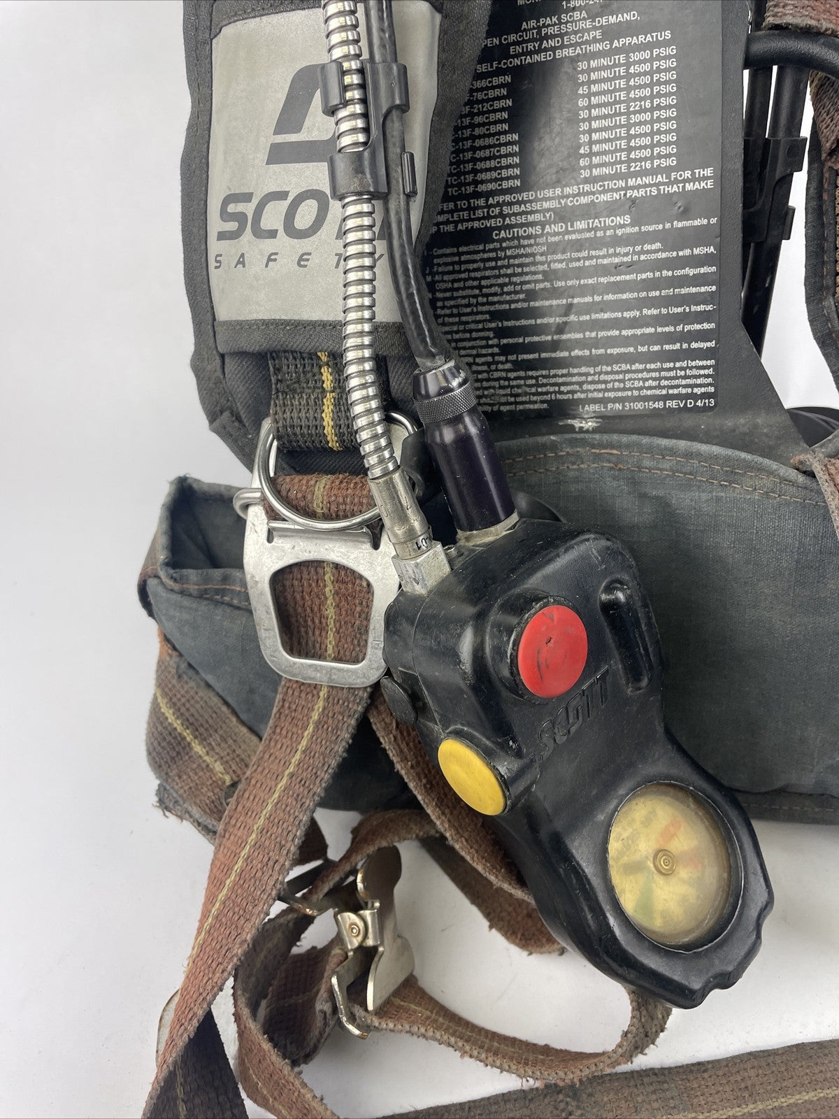 SCOTT SAFETY 4.5 4500 SCBA Air Pack Harness EZ-Flow Air Pak Plus with Sensor g
