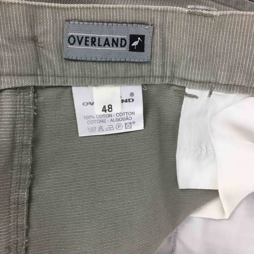 Overland Mens Dress Pants Beige Flat Front Pockets Cotton Trousers 48 34 x 35