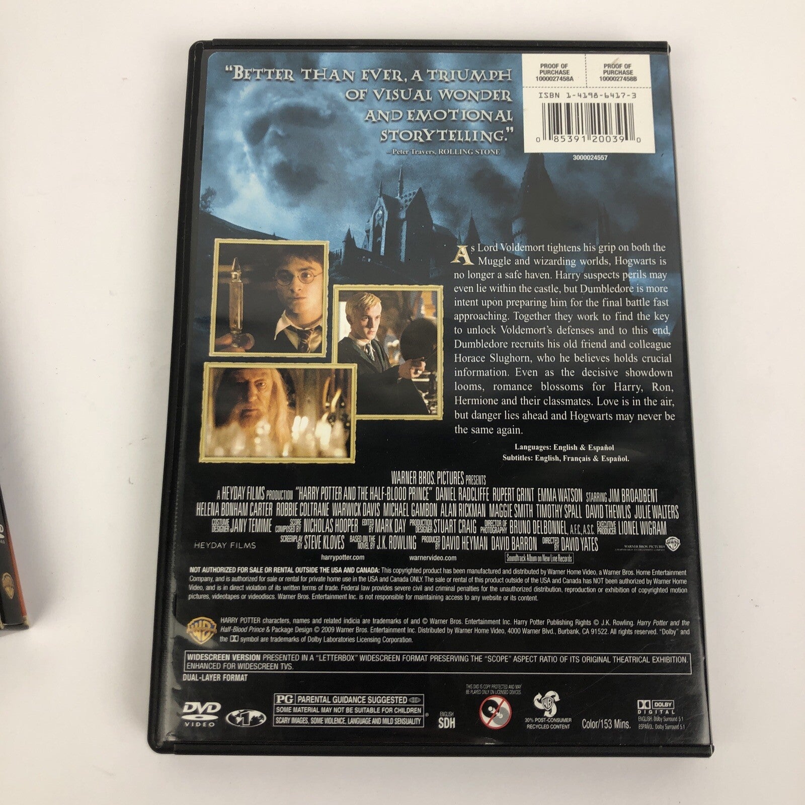 Harry Potter and the Sorcerers Stone Chamber Of Secrets Half-Blood Prince DVDs