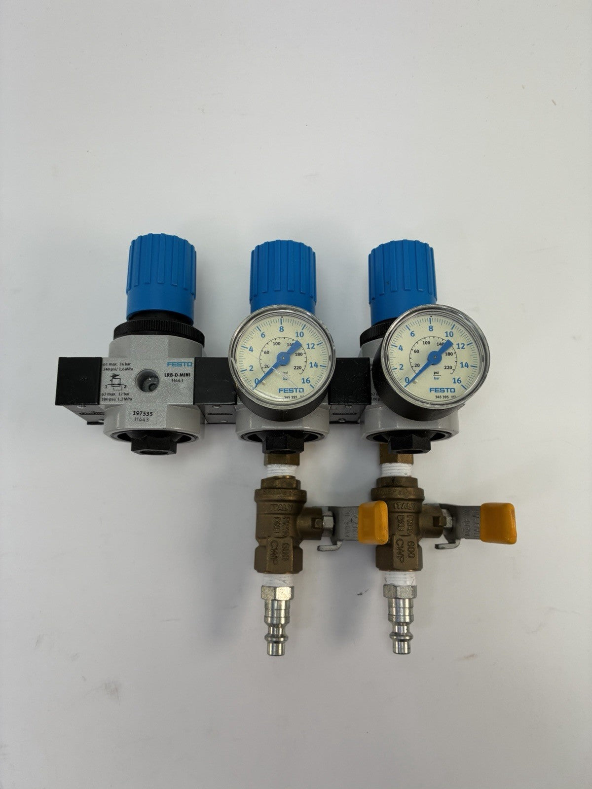 Festo LRB-D-MINI Pneumatic Pressure Regulator Manifold 197535 w/ Gauges Valves