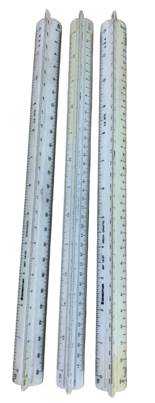 Lot of 3 Staedtler metric engineering drafting triangle rulers