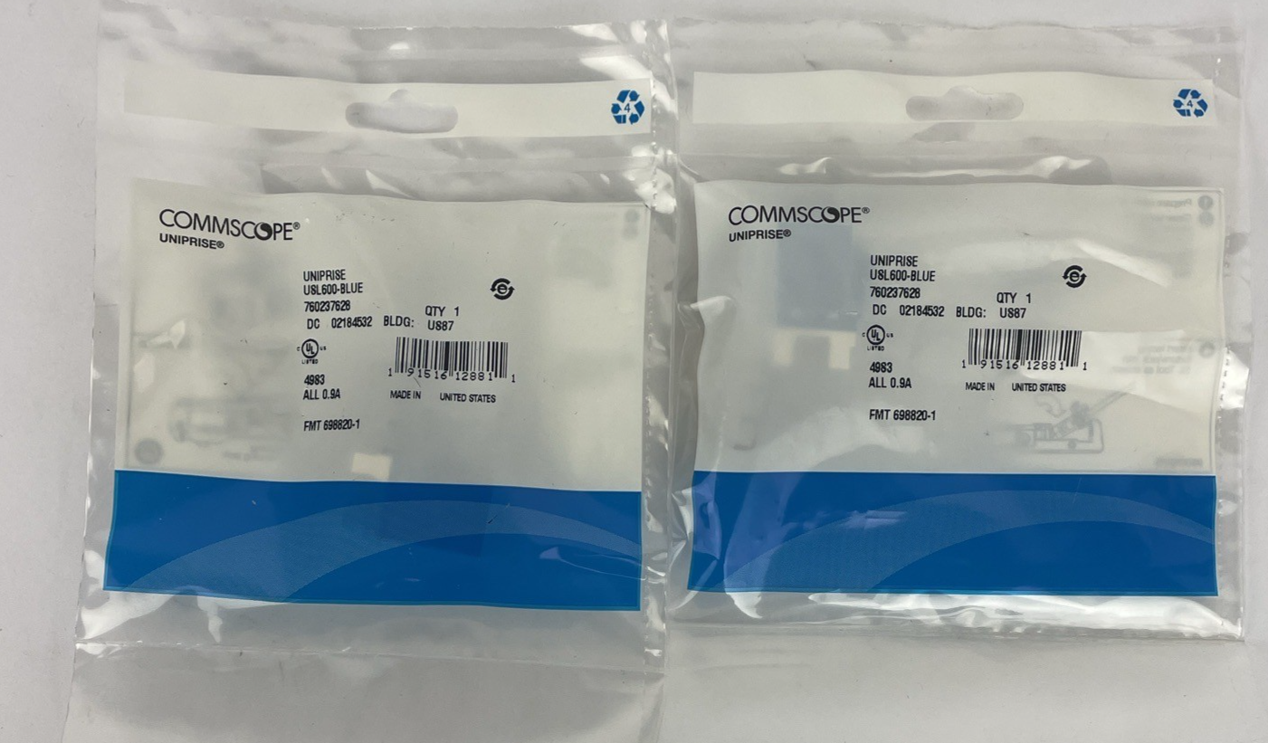 Lot of 2 x Commscope USL600-BLUE Uniprise SL-Series RJ45 Cat6 Jack, Blue ~STSI