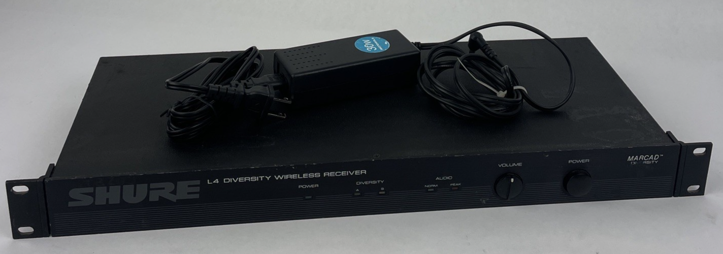Shure Brothers L4-CV Marcad Diversity Wireless Receiver w/ Power Supply Rack Ear