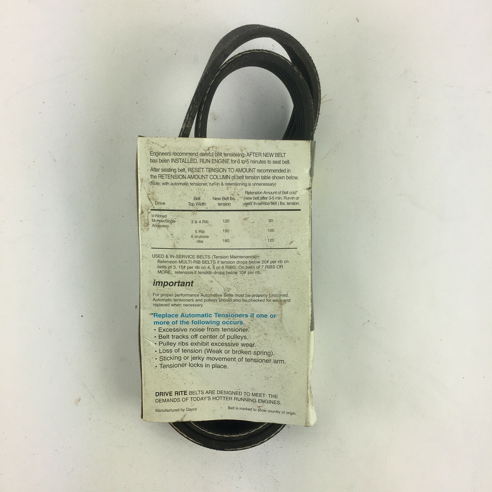 Genuine Drive Rite Automotive V-Ribbed Belt 5050375DR-5PK0950 A3