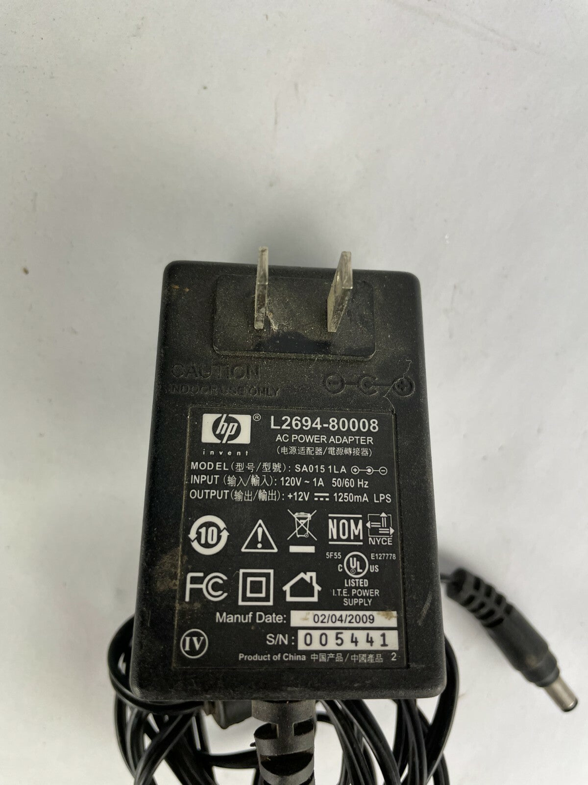 Genuine hp SA0151LA AC Adapter Output 12 V 1 A Power Supply Adapter A97