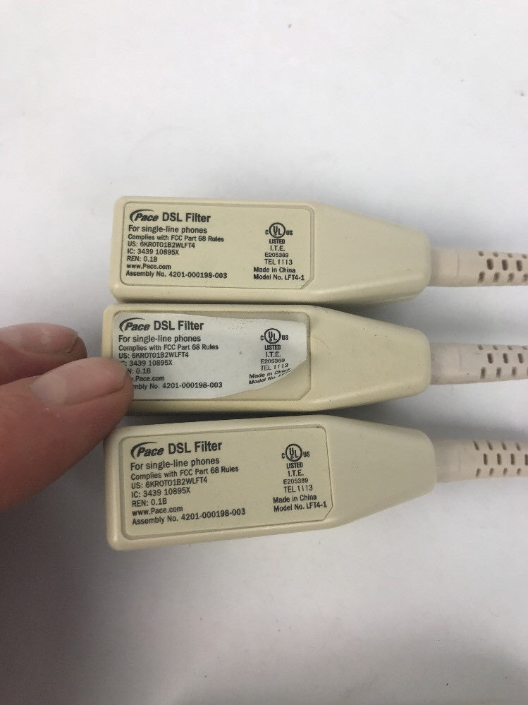 3 X Pace DSL Filter 6" LFT 4-1-GB for Single-Line Phones + 2wire DSL 2 Line Filt