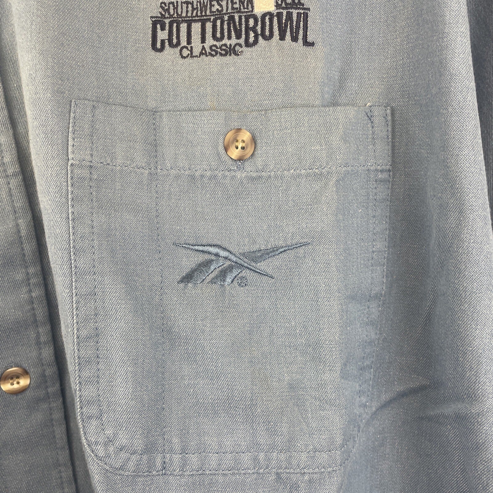 Reebok UCLA Mens XL Blue Long Sleeve Button Up Western Bell Cotton Bowl 1998 NOS