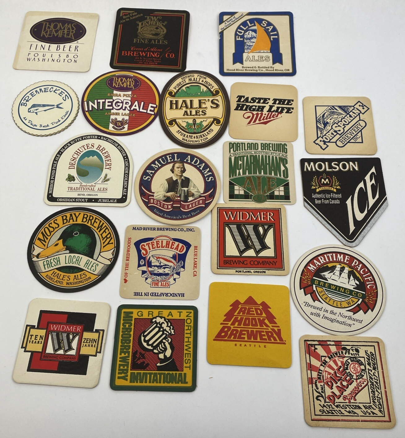 Vintage beer coasters Lot of 20 ALL DIFFERENT Import & Domestics Home Bar Retro