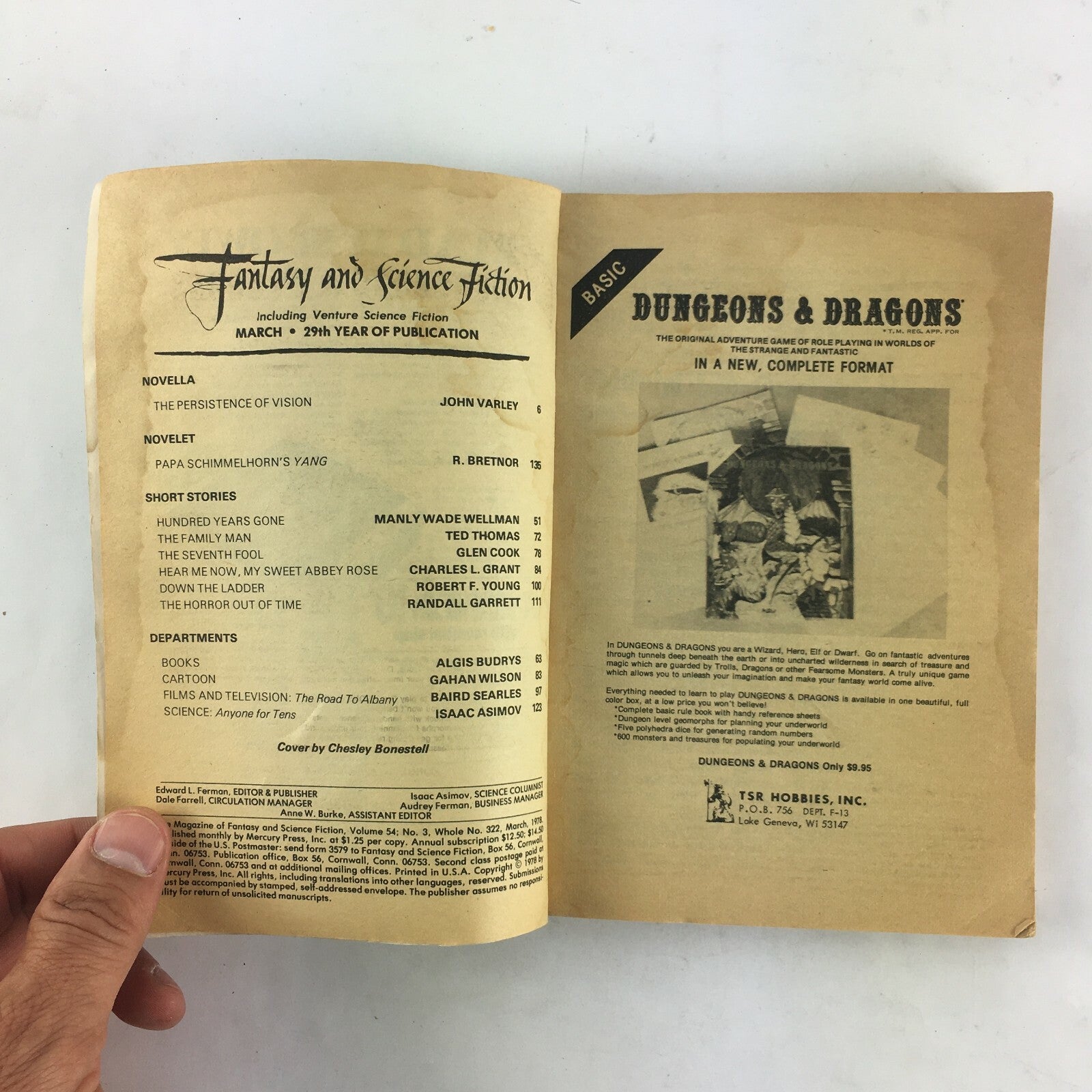 March Fantasy & Science Fiction Magazine John Varley R,Bretnor Ted ThomasRandall