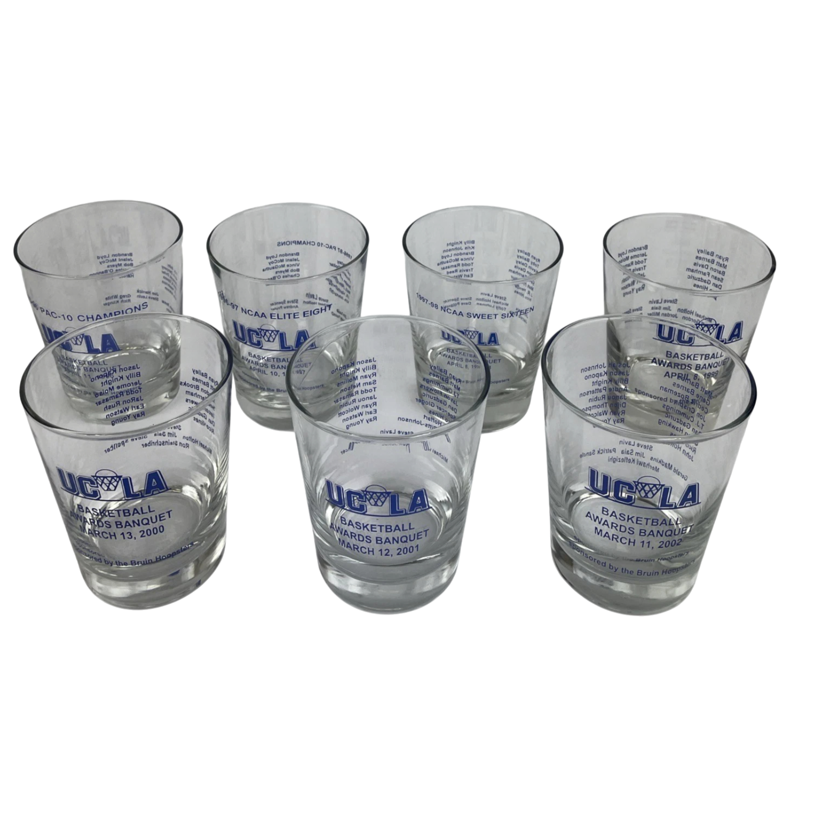 7 x UCLA Bruins Basketball Awards Banquet Highball Glass 96 97 98 99 00 01 02