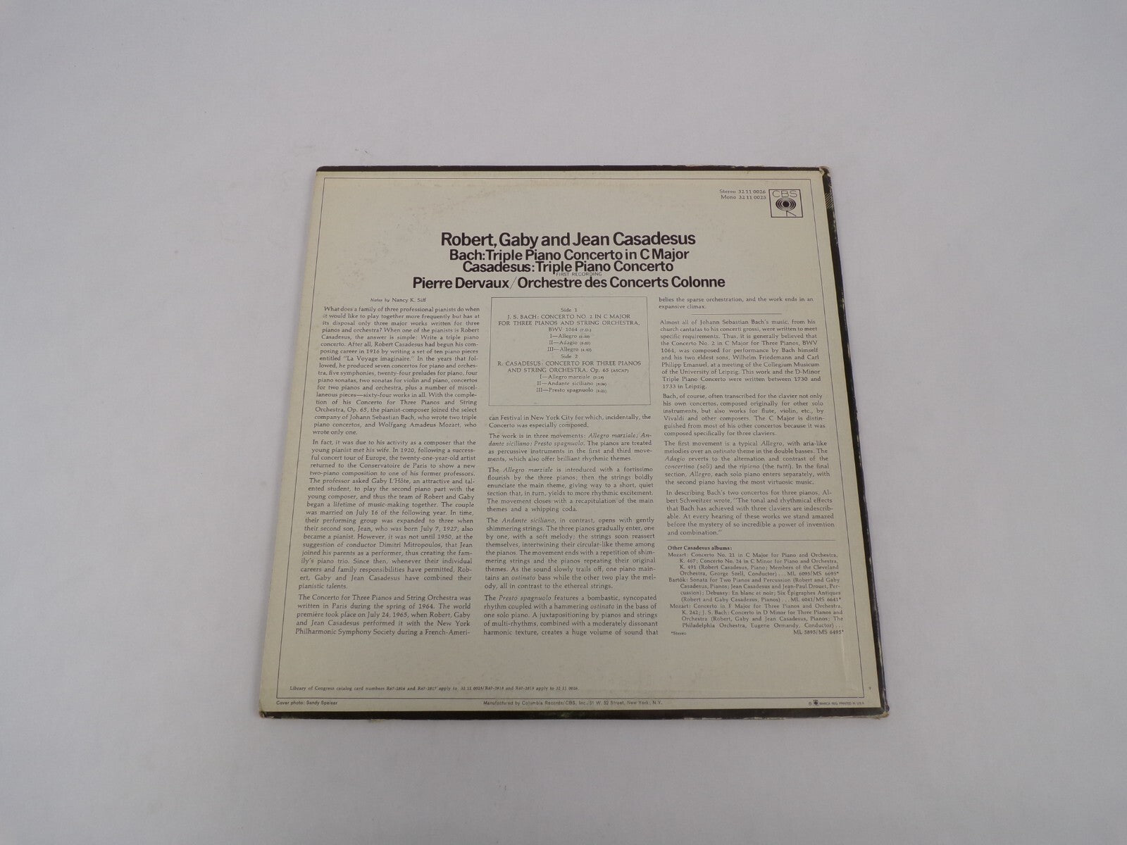 Robert Gaby & Jean Casadesus Pierre Dervaux Vinyl Record