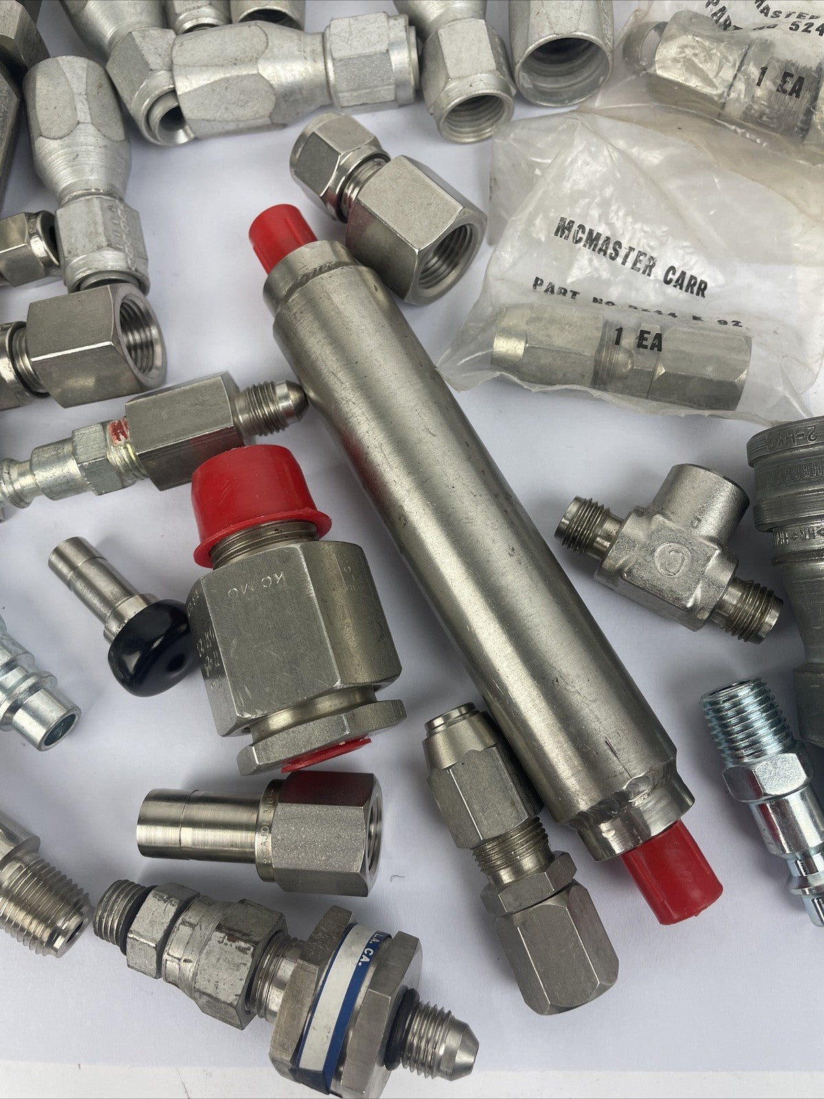 Lot of Large Hydraulic Pipe Fittings, Various Sizes, Cajon Gyrolok Swagelok +