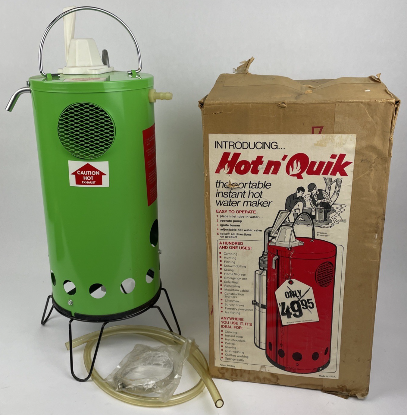 Vintage Hot n' Quik Portable Instant Hot Water Maker 18" x 7" Camping Hunting
