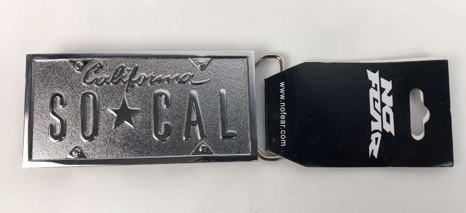 No Fear XB021 Southern California SO * CAL Sliver CHROME belt buckle - FSTSHP