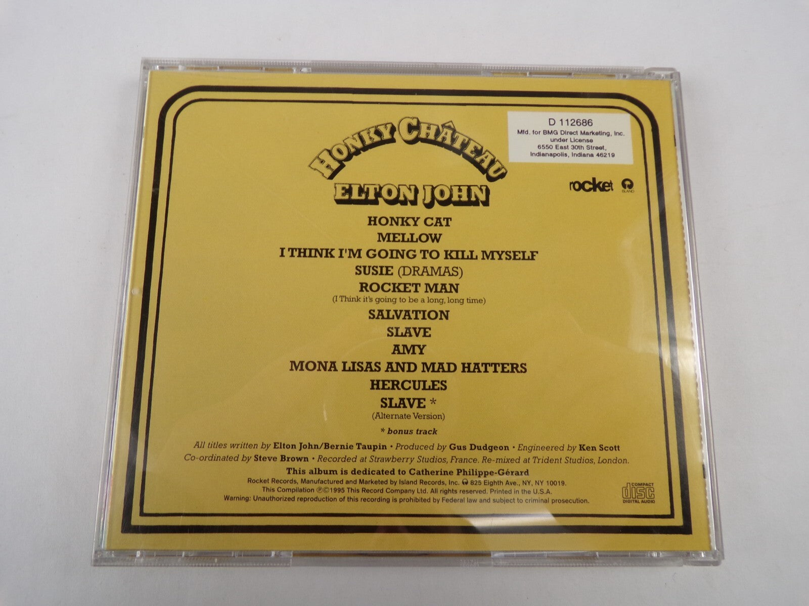 Elton John Honky Chateau I Think I'm Going To Killl My Self Susie CD#58