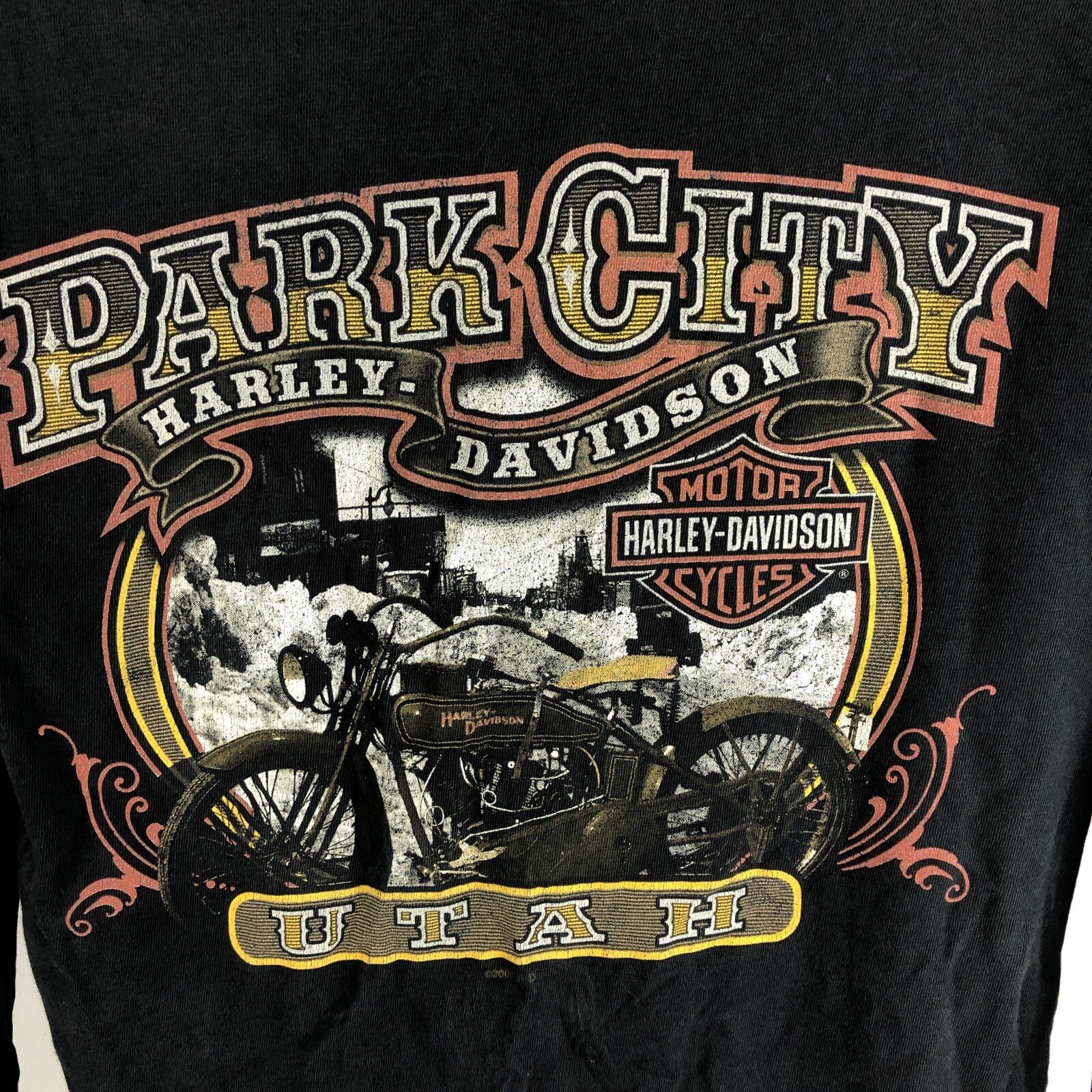 Harley Davidson 2006 Black Long Sleeve Men's T-Shirt Size Large Park City Utah