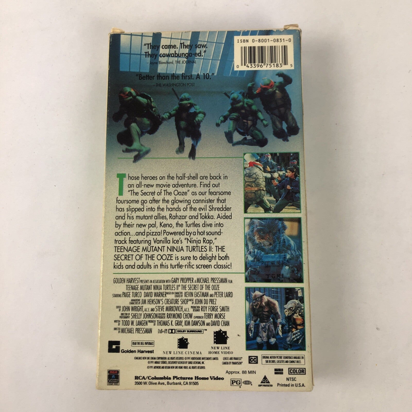 Teenage Mutant Ninja Turtles 2 Secret of the Ooze VHS Michael Pressman COWABUNGA