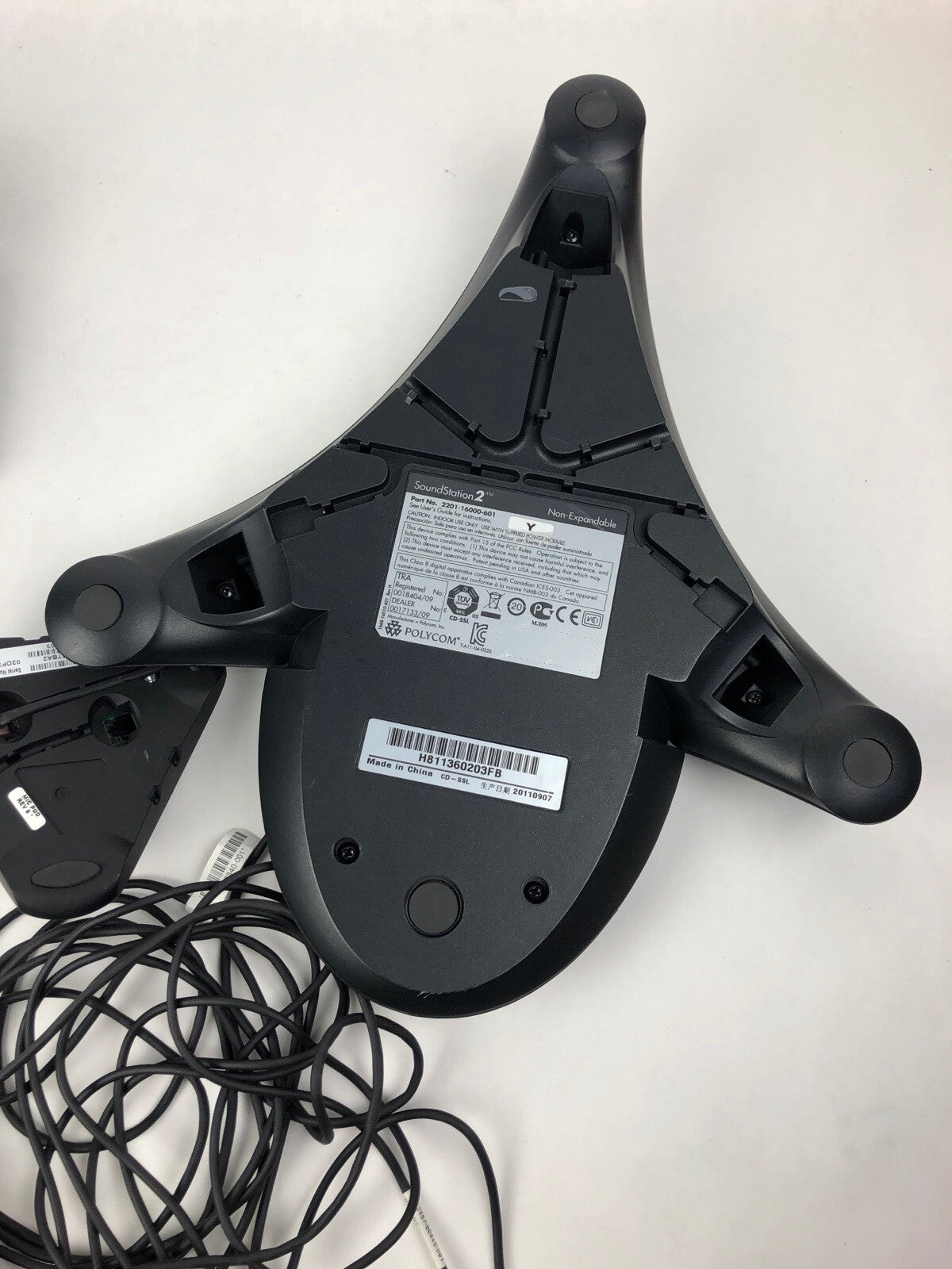 Polycom SoundStation2 Conference Phone 2201-16000-601 With Wall Module & Cables