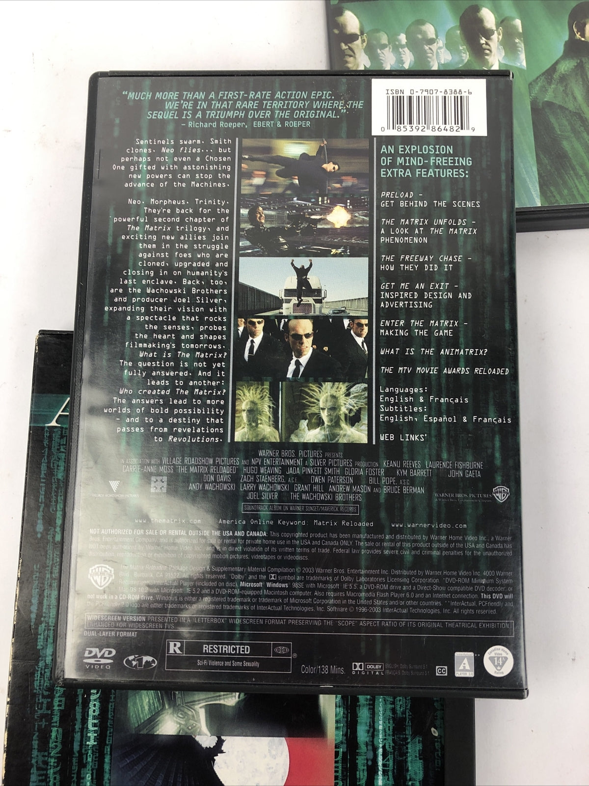 Lot of Three The Matrix Revolutions RELOADED + Animatrix ( DVD Video )