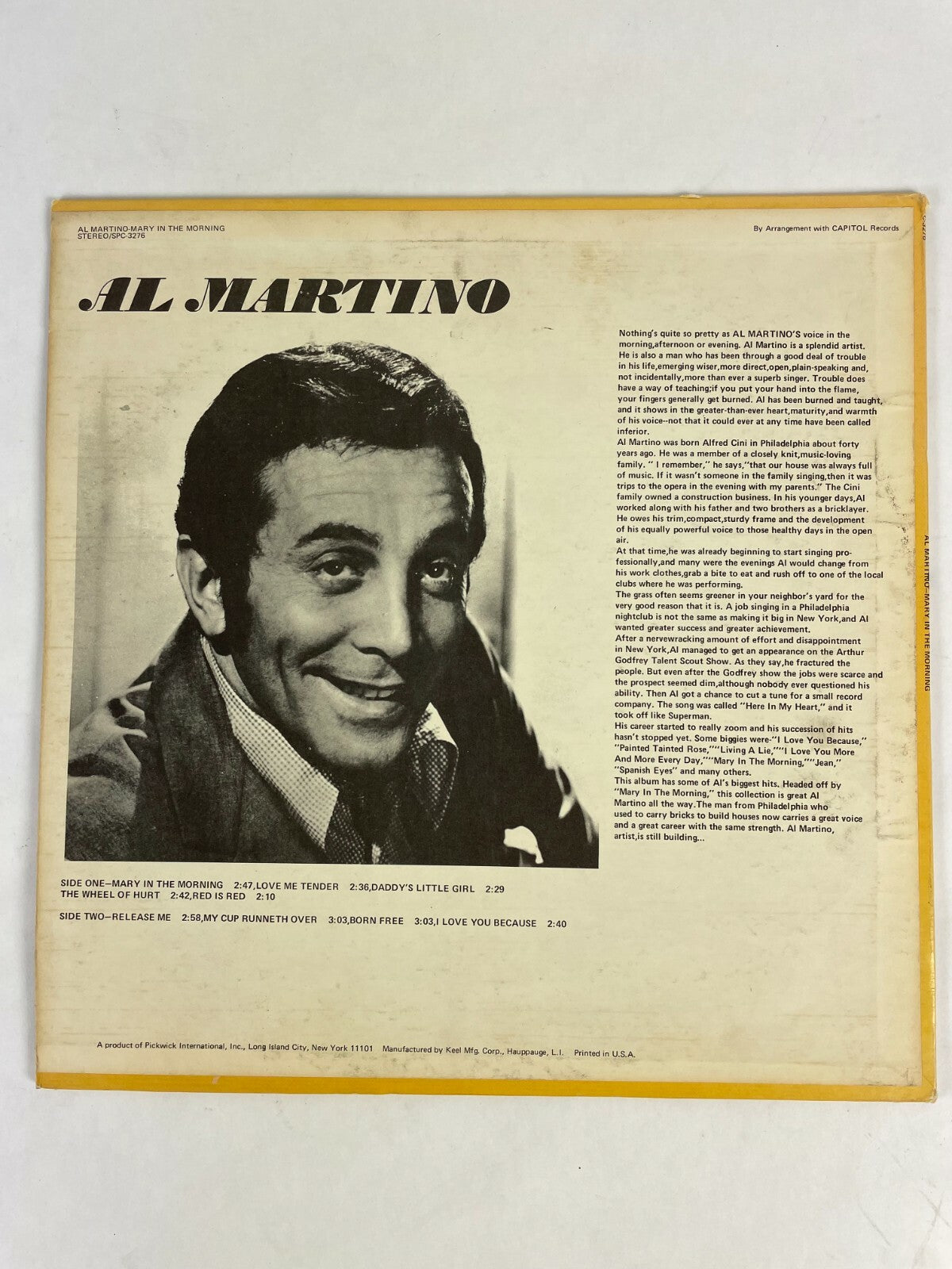 Marry In The Morning Al Martino Vinyl Record