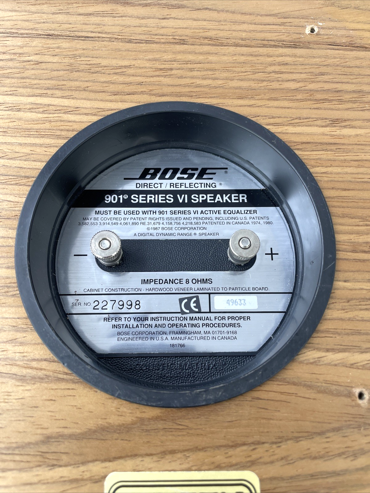 BOSE 901 Series VI Direct Reflecting Speakers Pair Wood Grain Finish VGC Tested