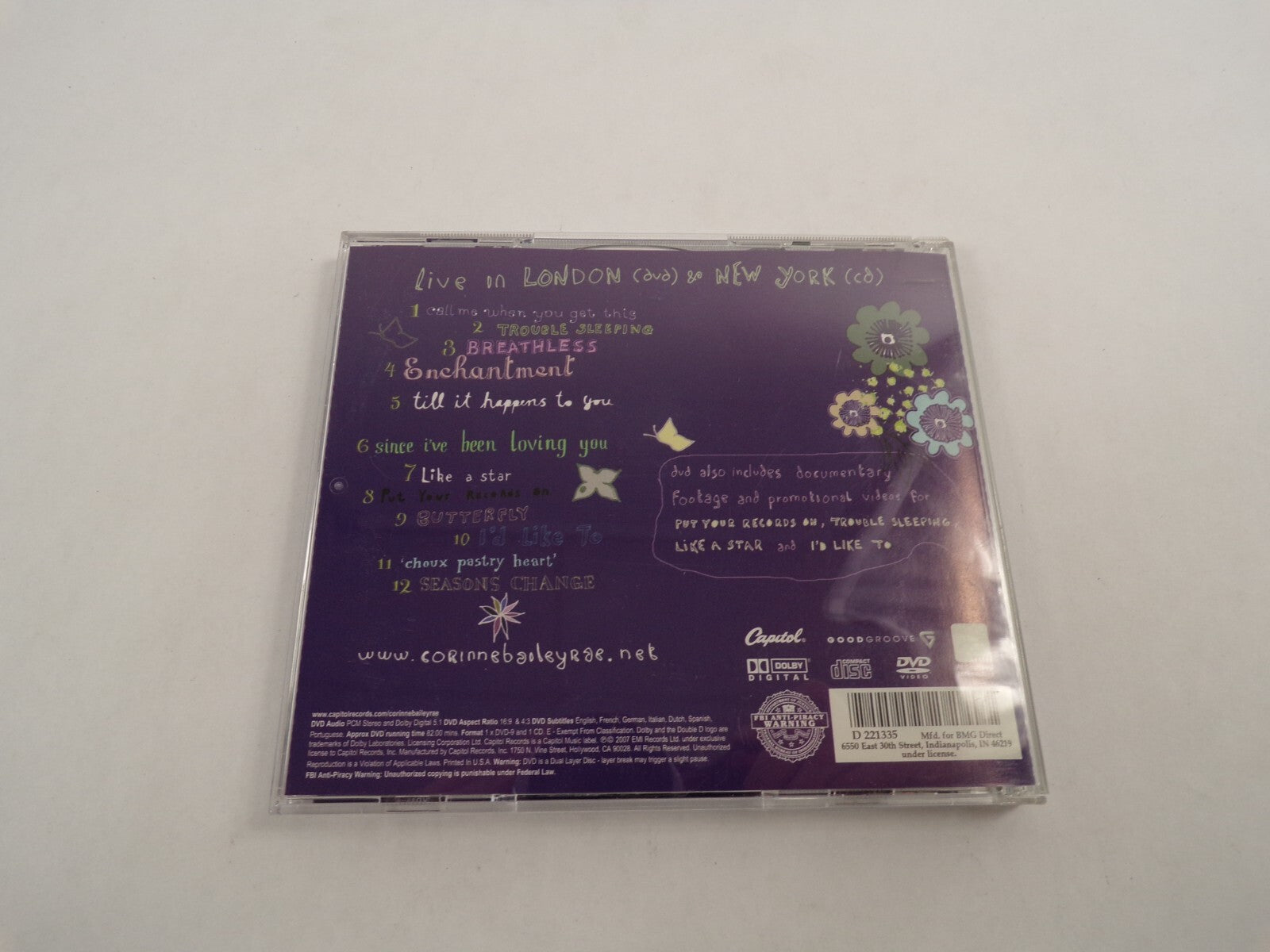 Corinne Bailey Rae Live in London & New York Trouble Sleeping DVD & CD #A-B