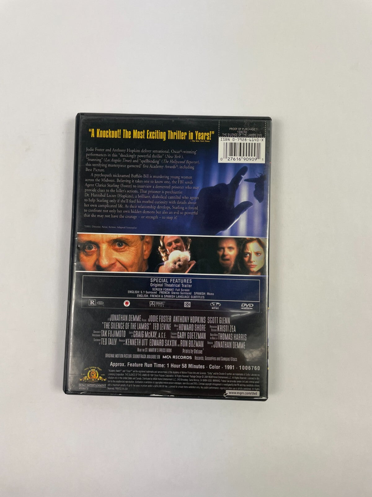 The Silence of the Lambs Jodie Foster Anthony Scott Gienn JonathanDemmeDVD Movie