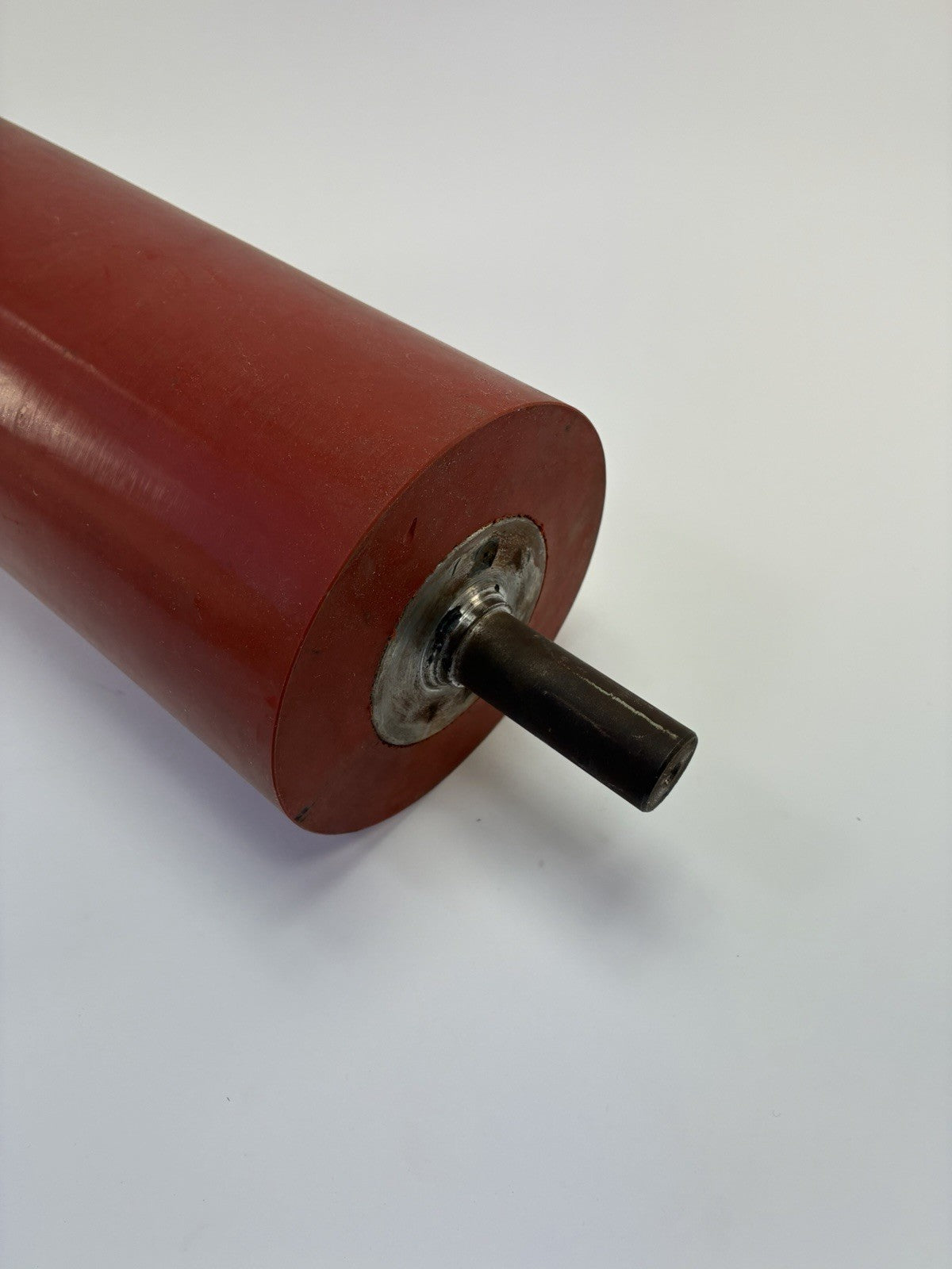 12" x 5.5" Red Rubber Conveyor Drum Roller 27.25mm Steel Shaft Industrial