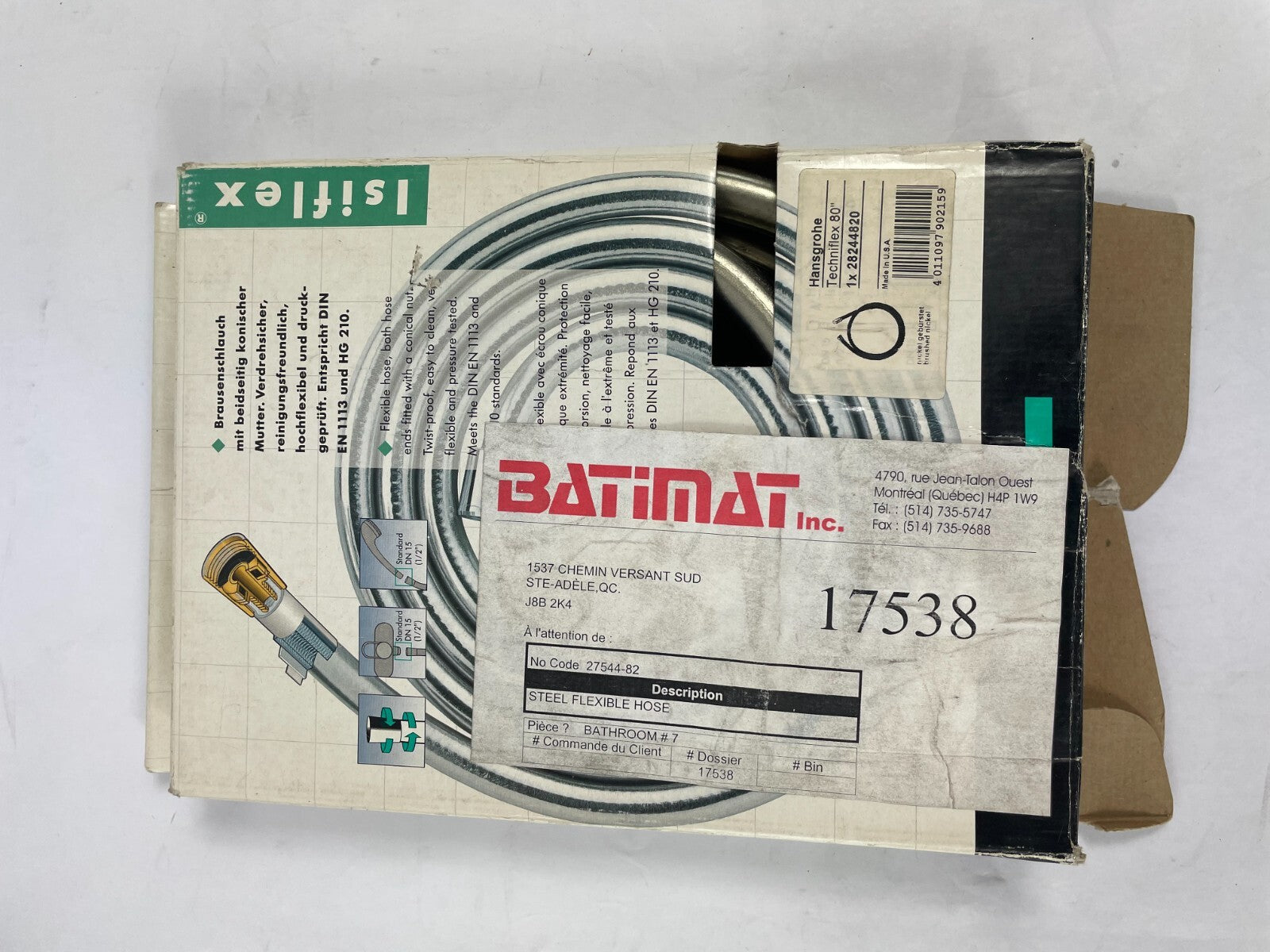 Hansgrohe Techniflex 28244820 80 inch flexible steel shower hose