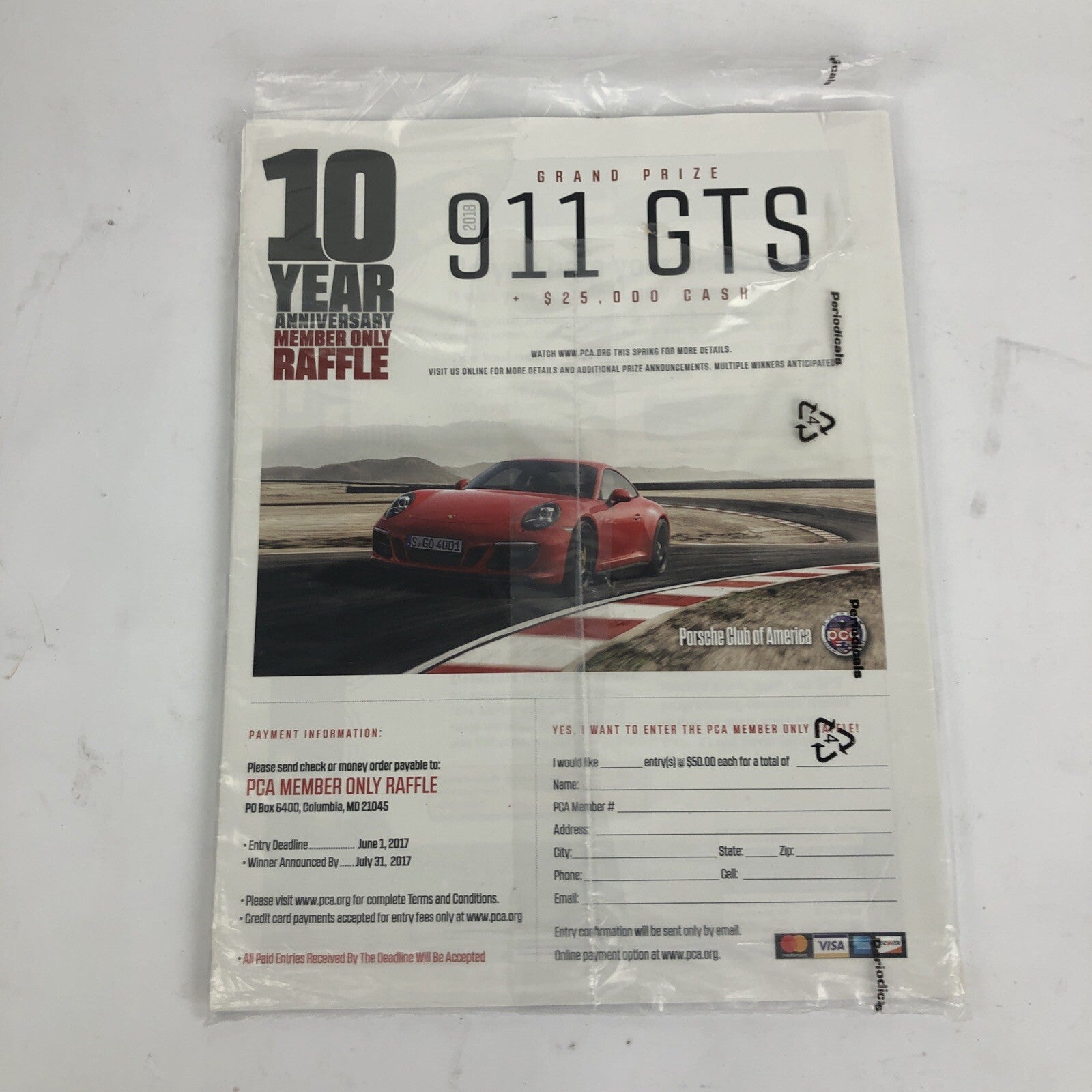 Porsche Club Of America Panorama Magazine, Issue #721 April 2017, NEW in Plastic