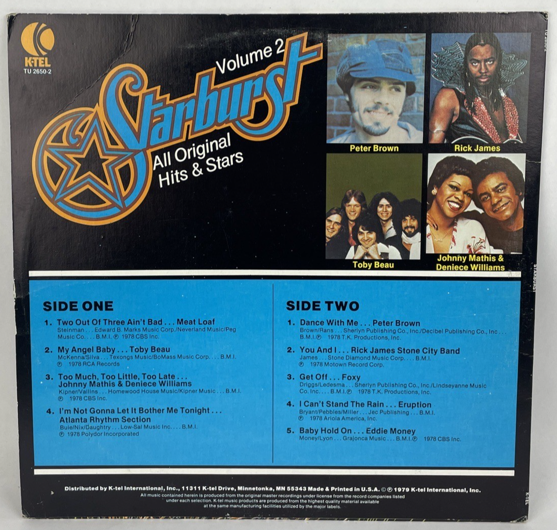 K-Tel records, Starburst Vol 2, Compilation, LP Vinyl TU2650-2 1979 Rick James