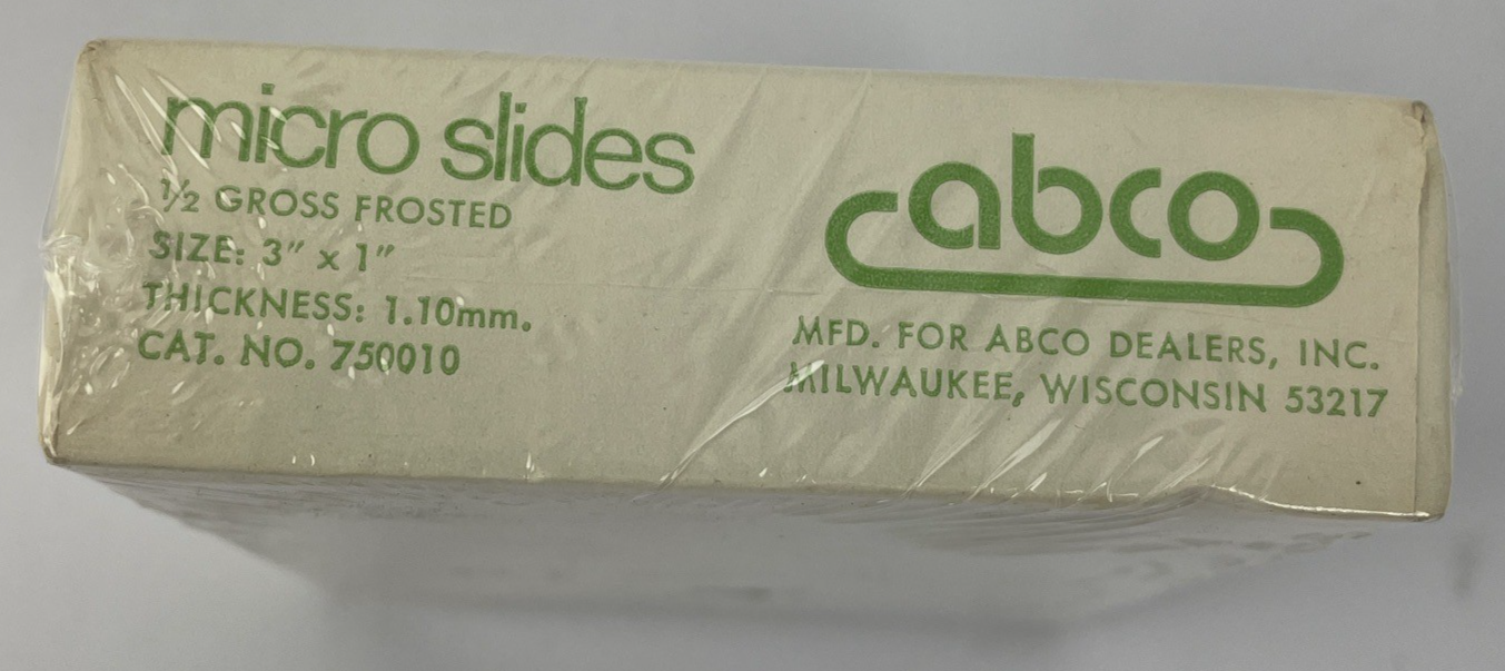 NEW Abco Micro Slides 1/2 Gross Frosted 3" x 1" 1.10 mm Cat. #750010