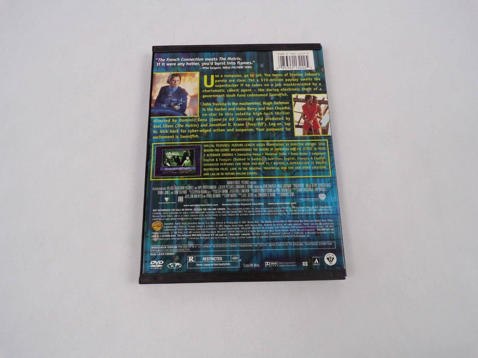 Swordfish Halle Berry John Travolta Hugh Jackman Don Cheadle DVD Movies