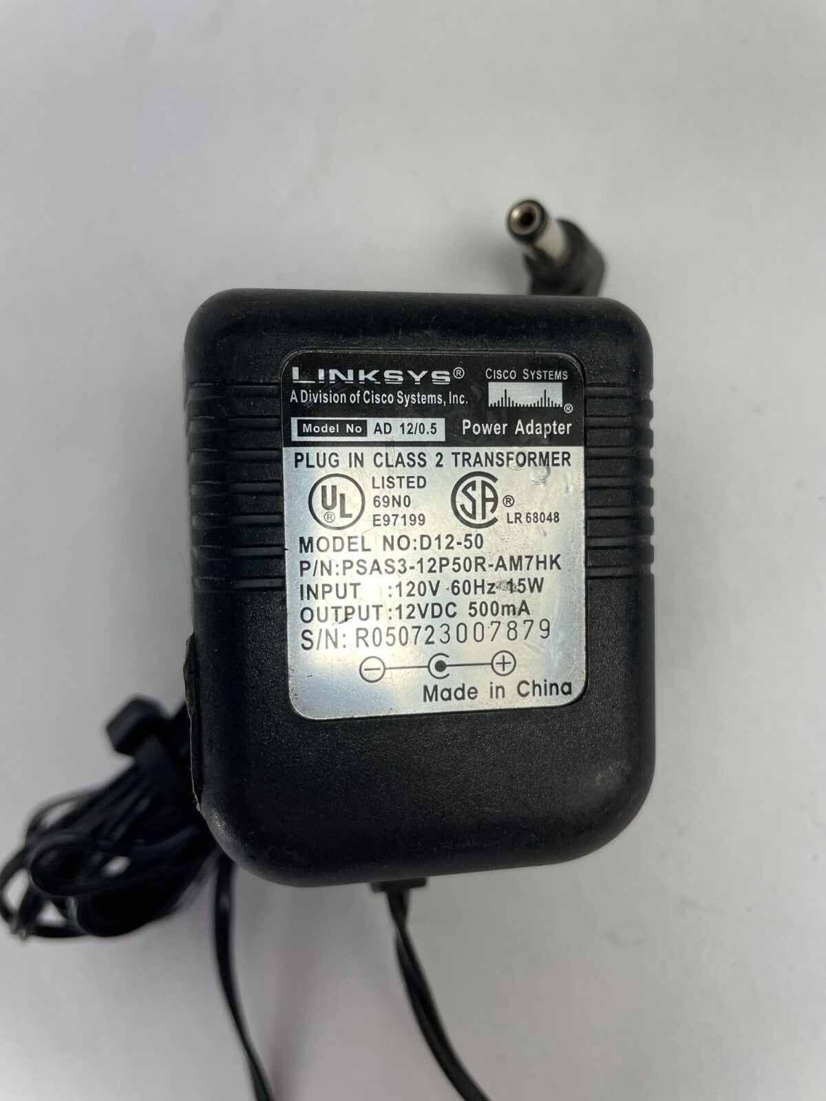 Genuine Linksys D12-50 Adapter Output 12 V 500mA Power Supply Adapter A53